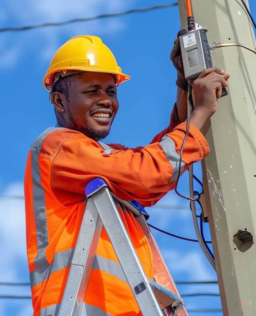 man-wearing-hard-hat-is-stands-working-electric-power-line-repairing-network man-wearing-hard-hat-is-stands-working-electric-power-line-repairing-network